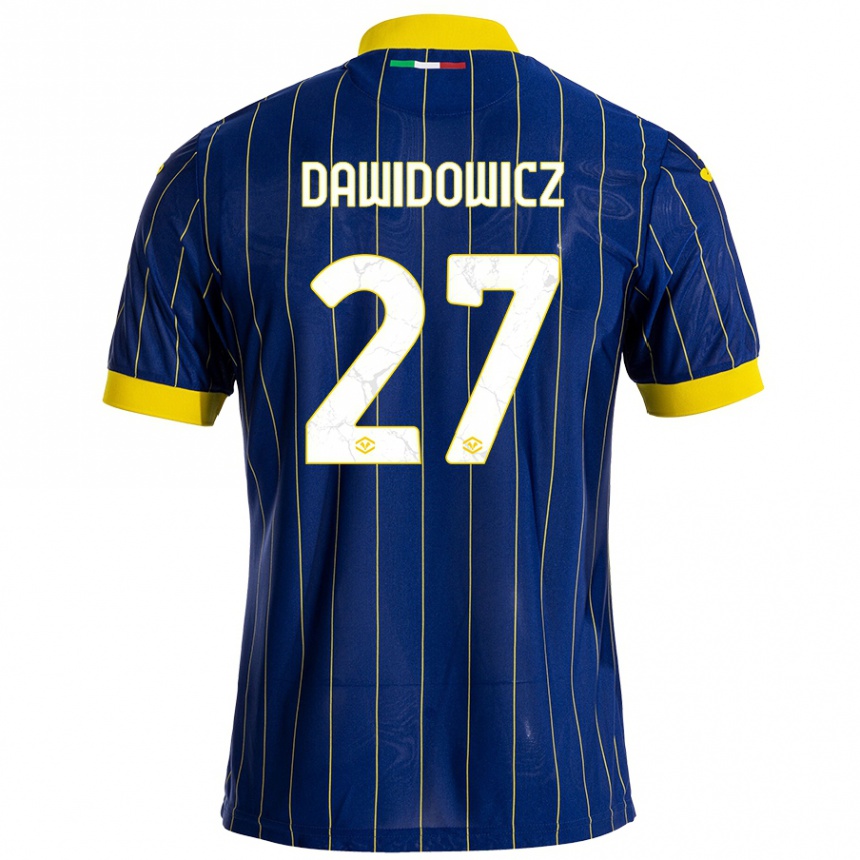 Kids Football Pawel Dawidowicz #27 Blue Yellow Home Jersey 2024/25 T-Shirt