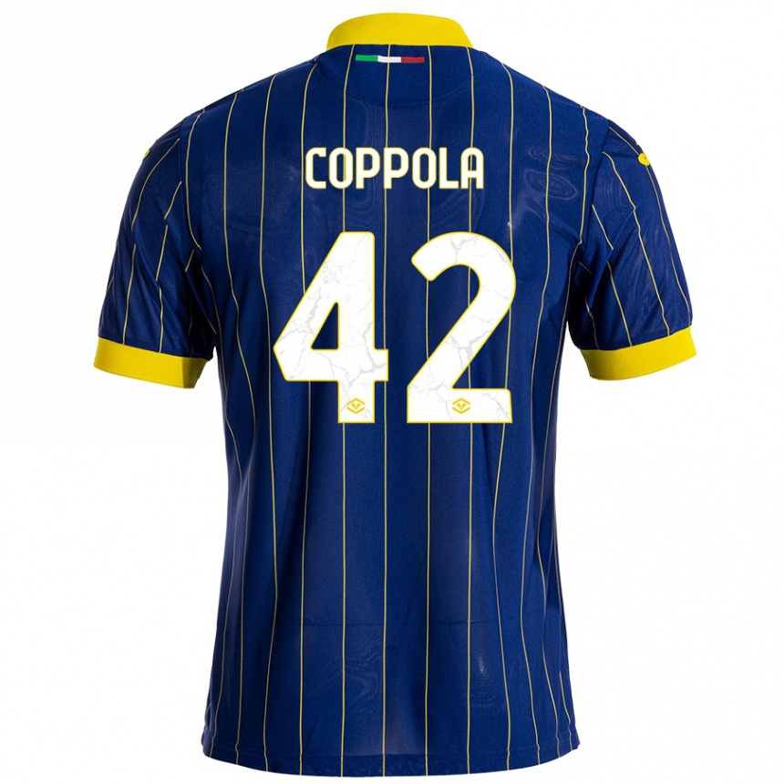 Kids Football Diego Coppola #42 Blue Yellow Home Jersey 2024/25 T-Shirt