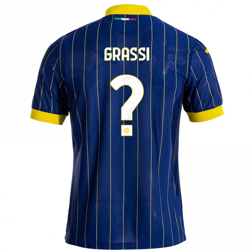 Kids Football Pierfrancesco Grassi #0 Blue Yellow Home Jersey 2024/25 T-Shirt