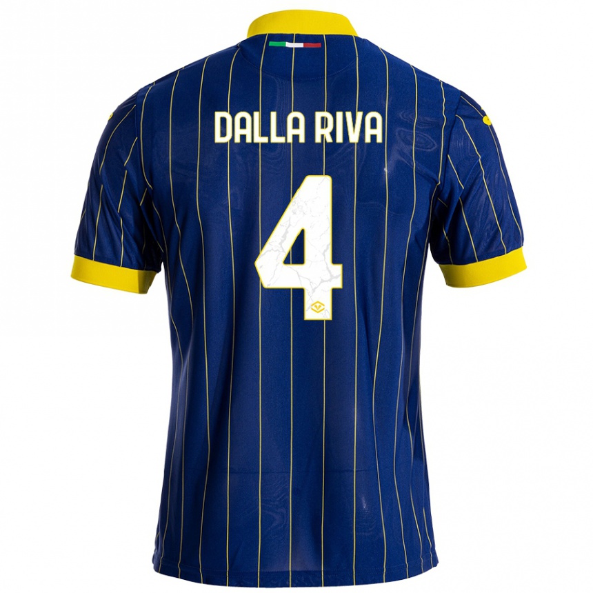 Kids Football Stefano Dalla Riva #4 Blue Yellow Home Jersey 2024/25 T-Shirt