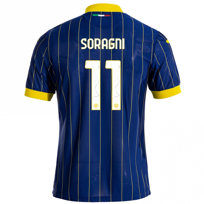 Kids Football Alberto Soragni #11 Blue Yellow Home Jersey 2024/25 T-Shirt