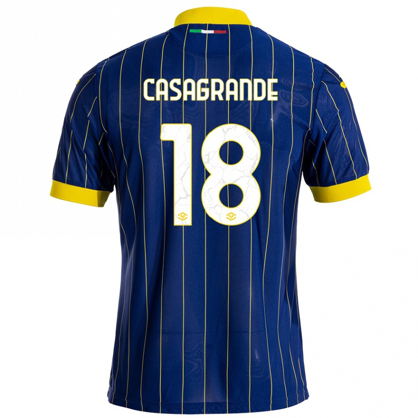 Kids Football Davide Casagrande #18 Blue Yellow Home Jersey 2024/25 T-Shirt