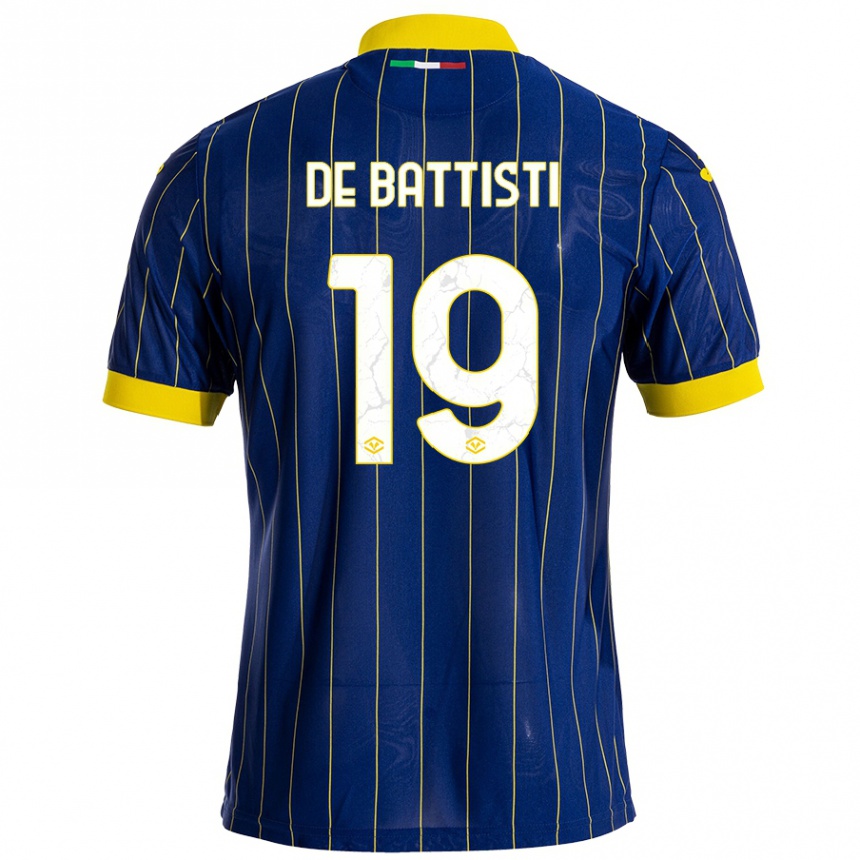 Kids Football Davide De Battisti #19 Blue Yellow Home Jersey 2024/25 T-Shirt