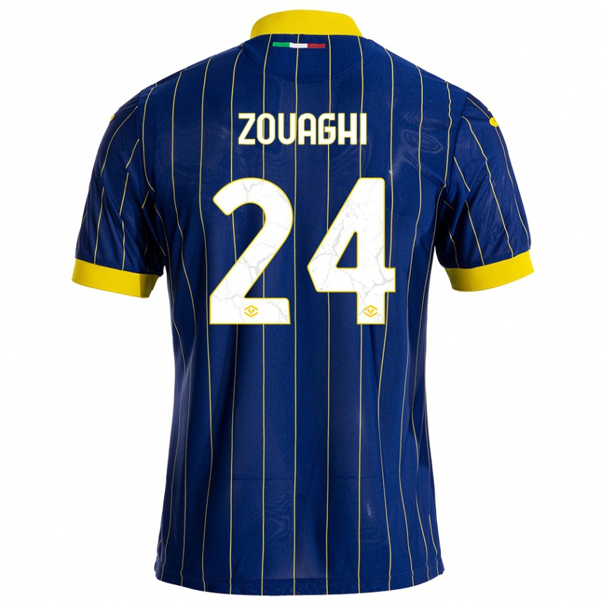 Kids Football Thomas Zouaghi #24 Blue Yellow Home Jersey 2024/25 T-Shirt