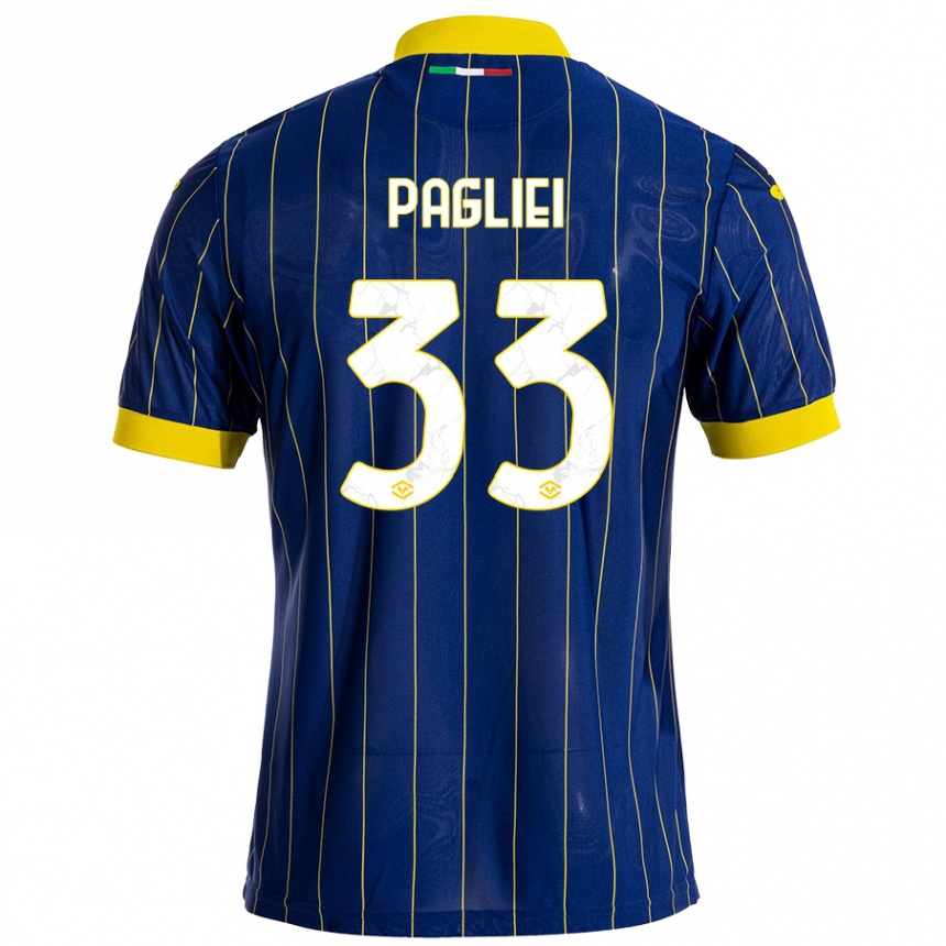 Kids Football Matteo Pagliei #33 Blue Yellow Home Jersey 2024/25 T-Shirt