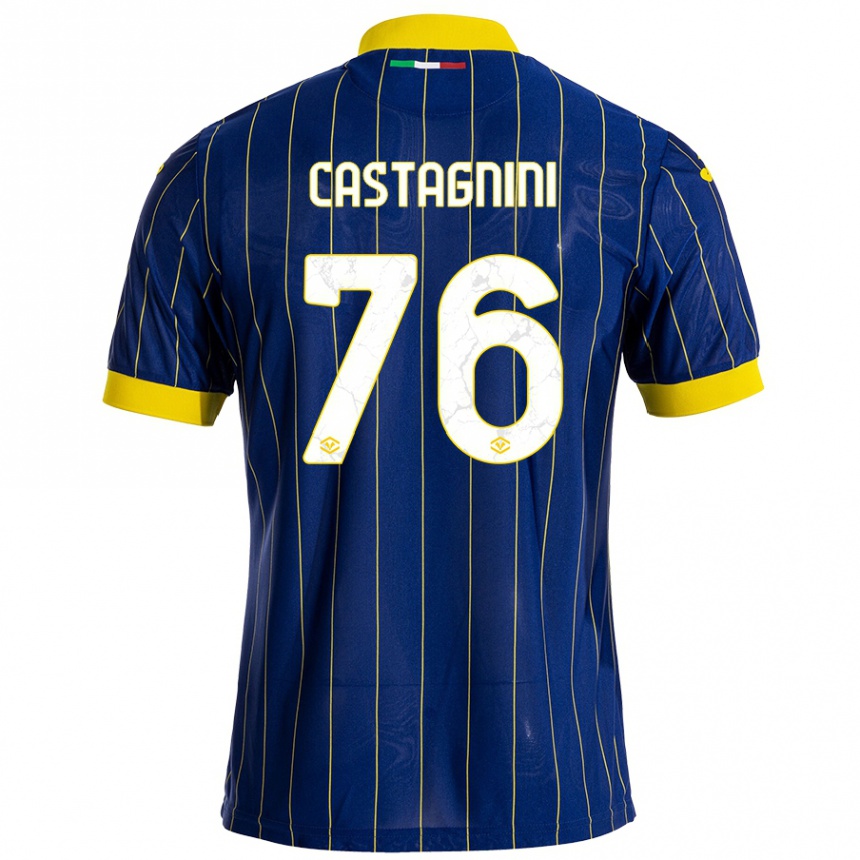 Kids Football Mirko Castagnini #76 Blue Yellow Home Jersey 2024/25 T-Shirt