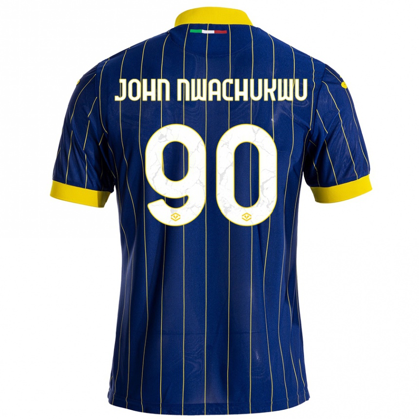 Kids Football Samuel John Nwachukwu #90 Blue Yellow Home Jersey 2024/25 T-Shirt