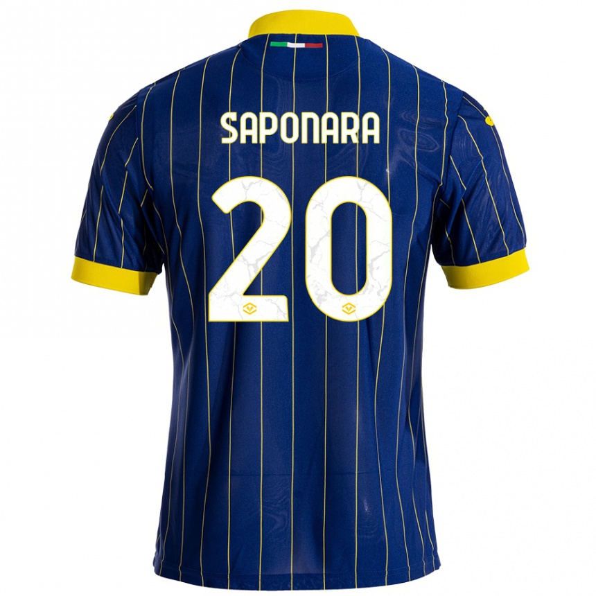 Kids Football Riccardo Saponara #20 Blue Yellow Home Jersey 2024/25 T-Shirt