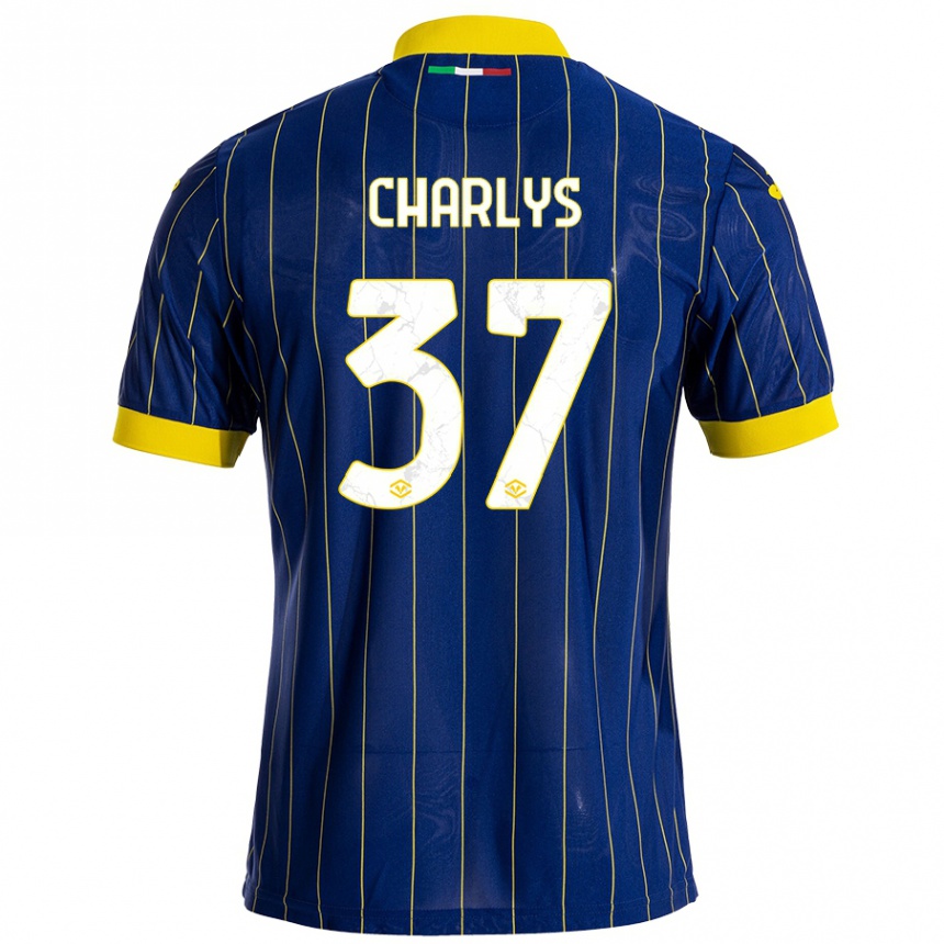 Kids Football Charlys #37 Blue Yellow Home Jersey 2024/25 T-Shirt