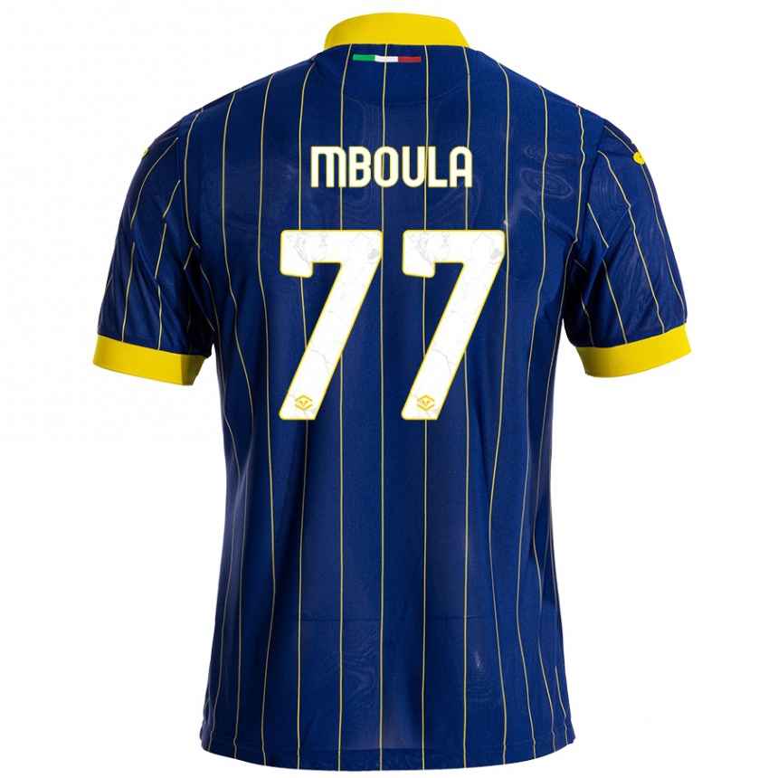 Kids Football Jordi Mboula #77 Blue Yellow Home Jersey 2024/25 T-Shirt