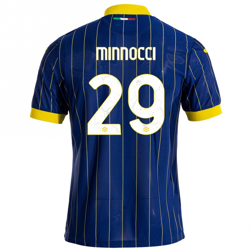 Kids Football Valerio Minnocci #29 Blue Yellow Home Jersey 2024/25 T-Shirt