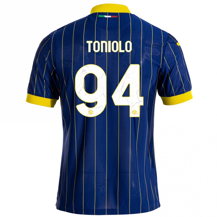 Kids Football Giacomo Toniolo #94 Blue Yellow Home Jersey 2024/25 T-Shirt