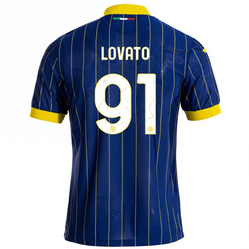 Kids Football Enrico Lovato #91 Blue Yellow Home Jersey 2024/25 T-Shirt