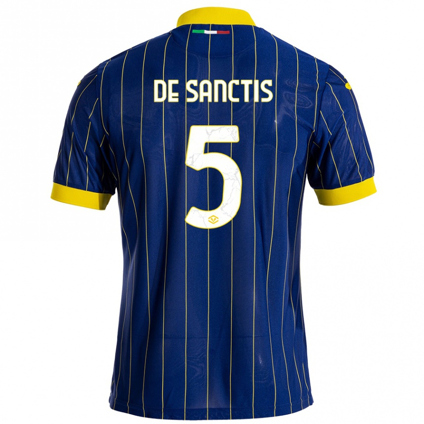 Kids Football Aurora De Sanctis #5 Blue Yellow Home Jersey 2024/25 T-Shirt