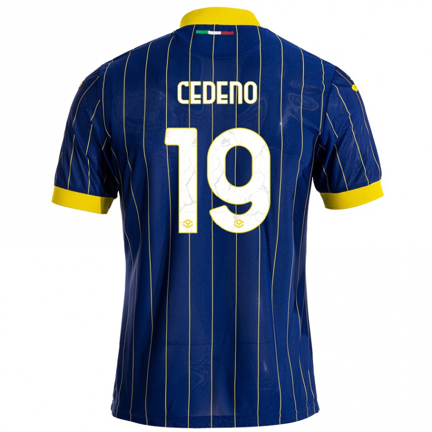 Kids Football Lineth Cedeno #19 Blue Yellow Home Jersey 2024/25 T-Shirt