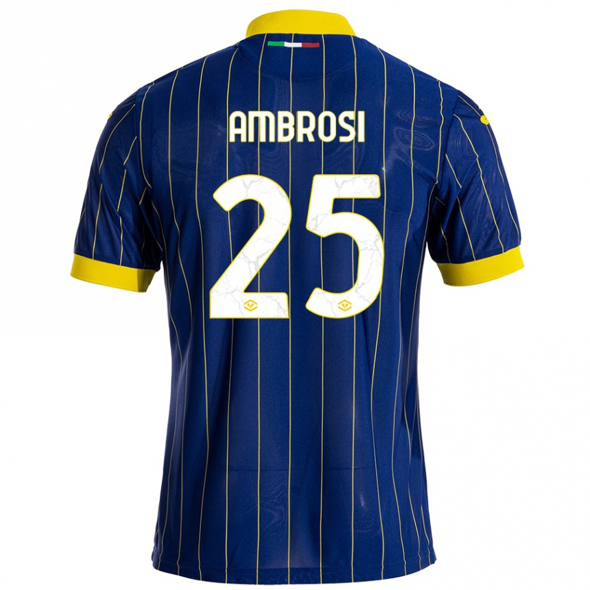 Kids Football Caterina Ambrosi #25 Blue Yellow Home Jersey 2024/25 T-Shirt