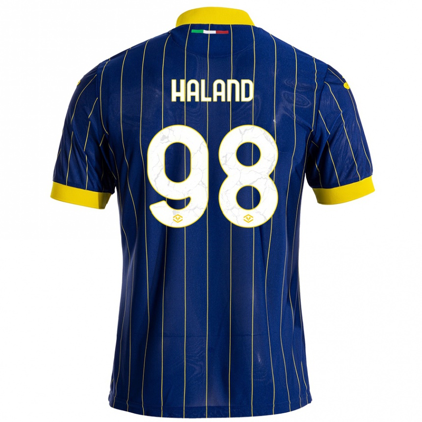 Kids Football Benedicte Iversen Håland #98 Blue Yellow Home Jersey 2024/25 T-Shirt