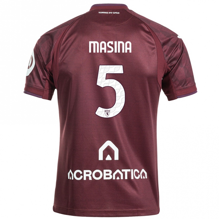 Kids Football Adam Masina #5 Maroon White Home Jersey 2024/25 T-Shirt