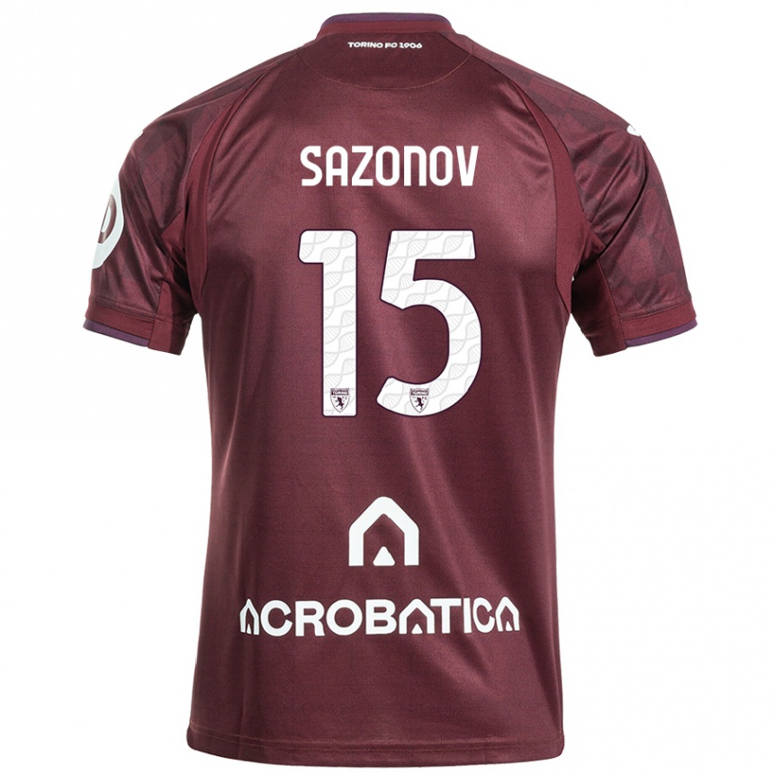 Kids Football Saba Sazonov #15 Maroon White Home Jersey 2024/25 T-Shirt