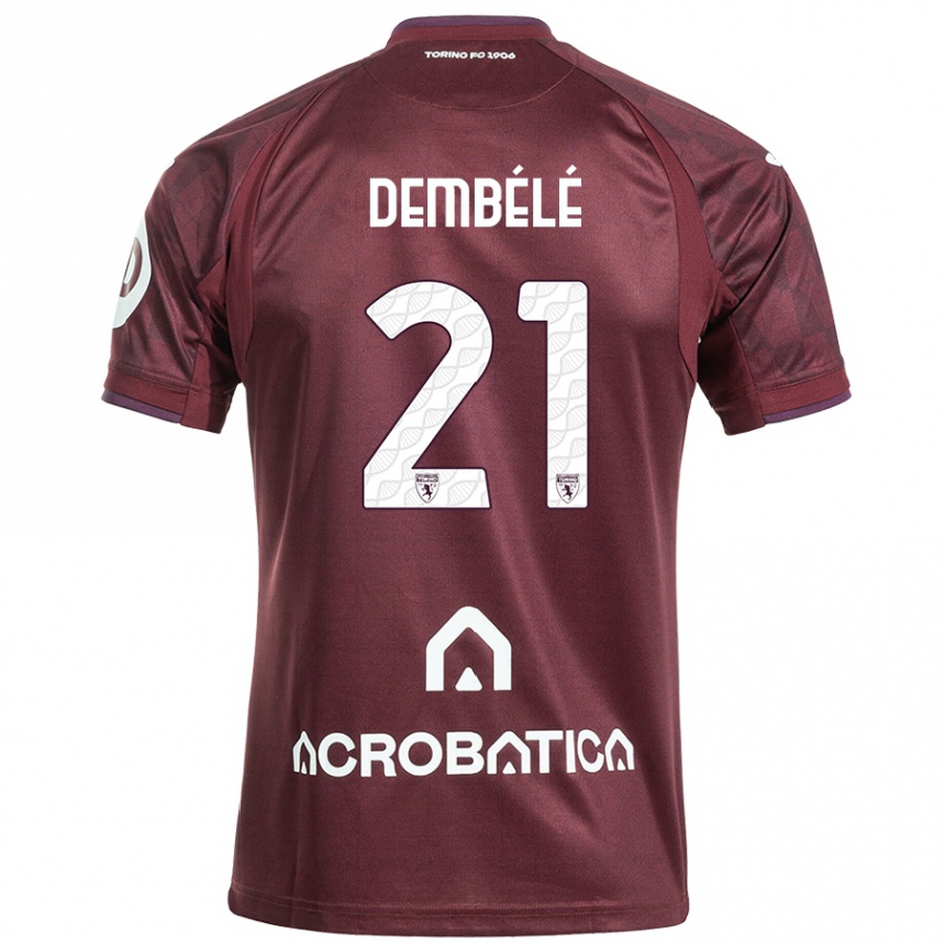 Kids Football Ali Dembélé #21 Maroon White Home Jersey 2024/25 T-Shirt