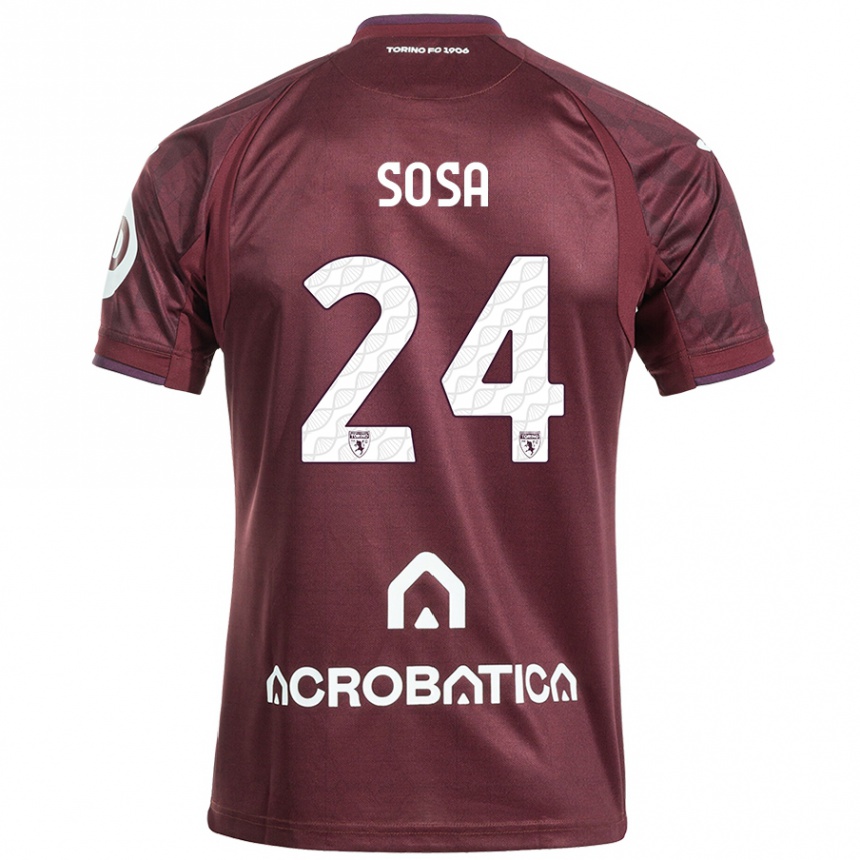 Kids Football Borna Sosa #24 Maroon White Home Jersey 2024/25 T-Shirt