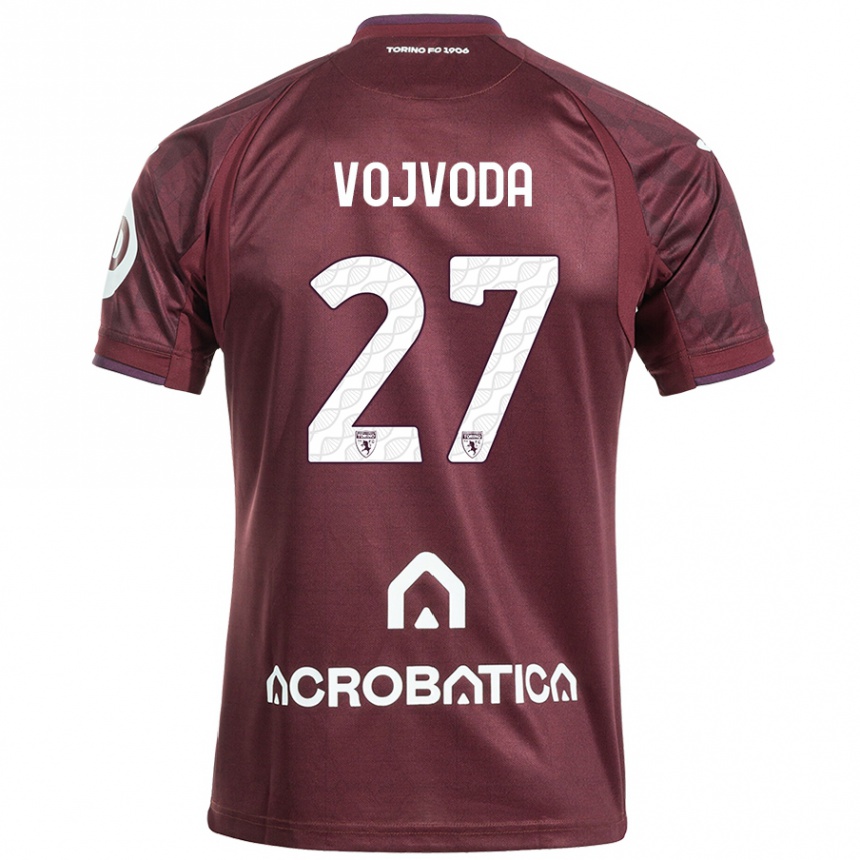 Kids Football Mërgim Vojvoda #27 Maroon White Home Jersey 2024/25 T-Shirt