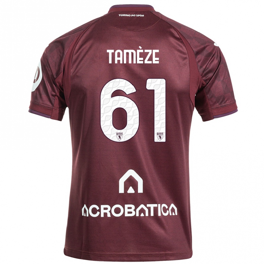 Kids Football Adrien Tamèze #61 Maroon White Home Jersey 2024/25 T-Shirt