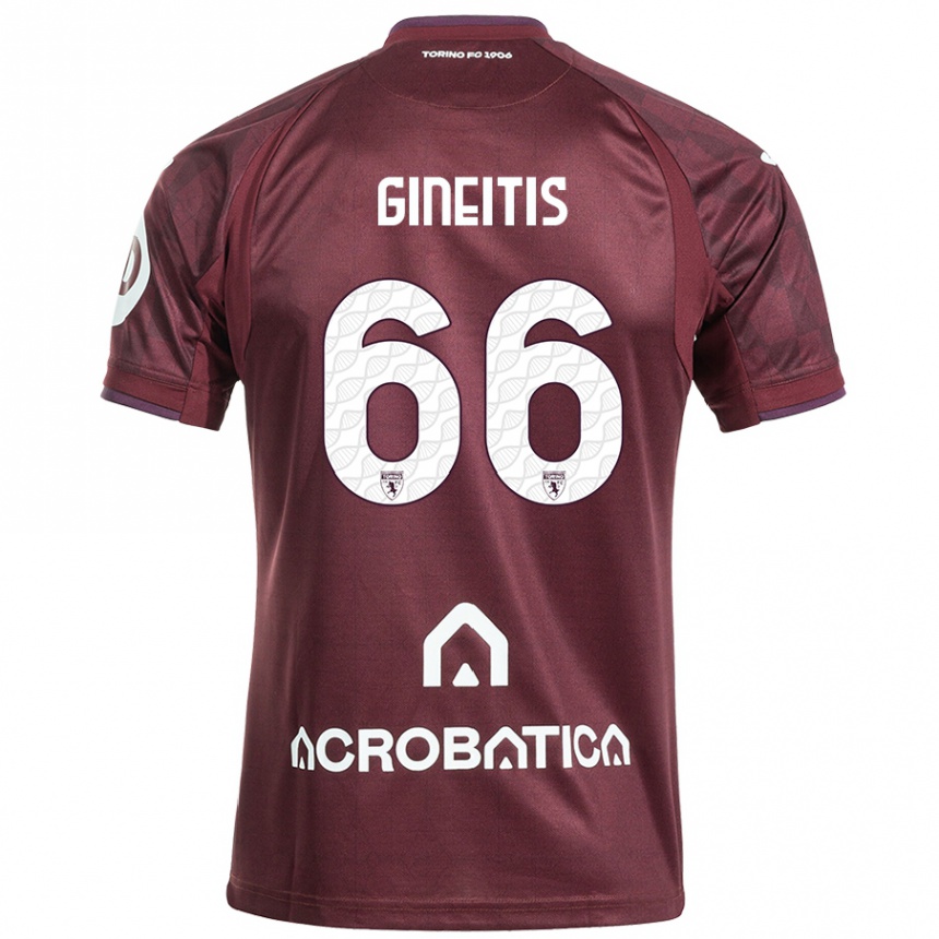 Kids Football Gvidas Gineitis #66 Maroon White Home Jersey 2024/25 T-Shirt