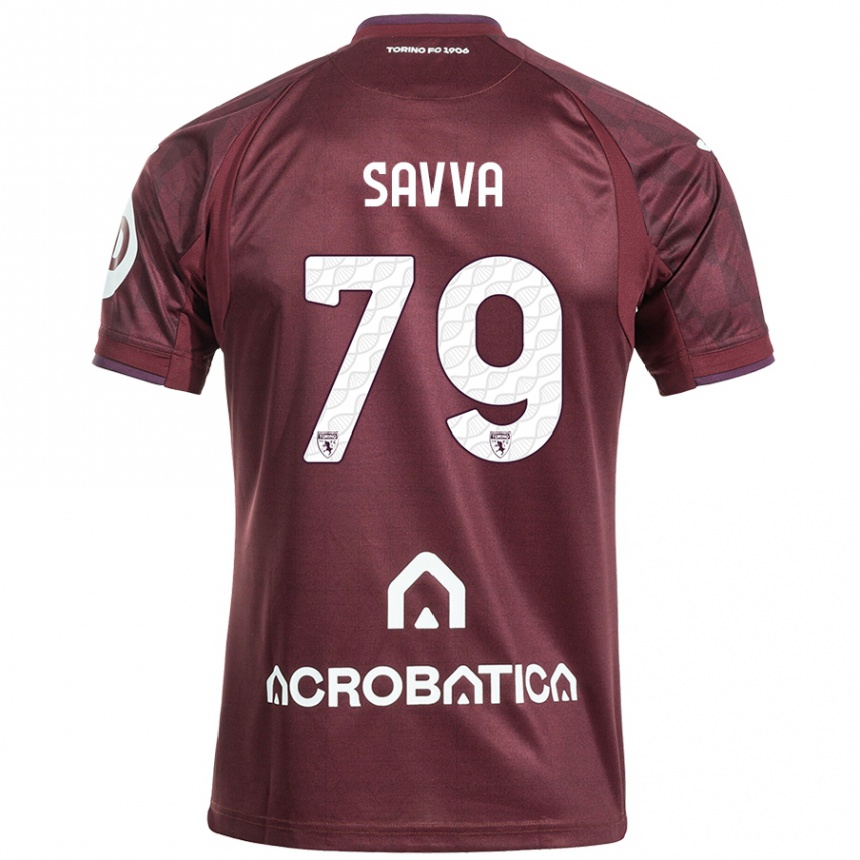 Kids Football Zanos Savva #79 Maroon White Home Jersey 2024/25 T-Shirt