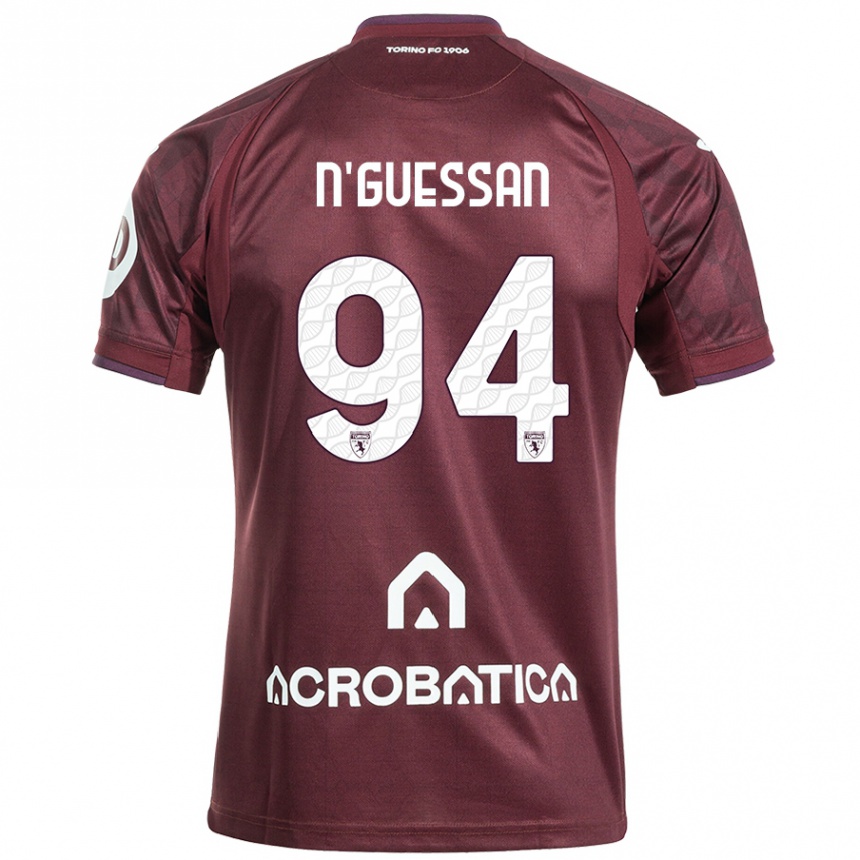 Kids Football Ange Caumenan N'guessan #94 Maroon White Home Jersey 2024/25 T-Shirt