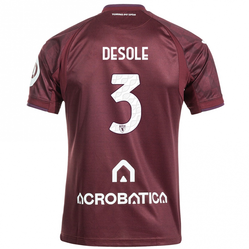 Kids Football Fabio Desole #3 Maroon White Home Jersey 2024/25 T-Shirt