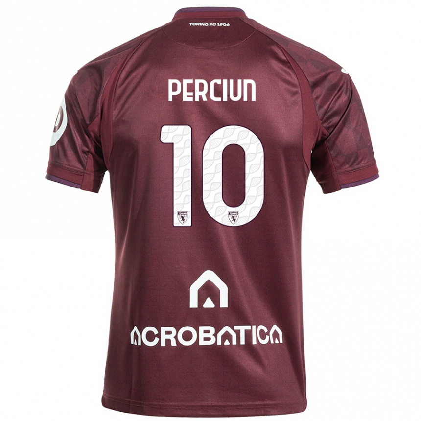 Kids Football Sergiu Perciun #10 Maroon White Home Jersey 2024/25 T-Shirt