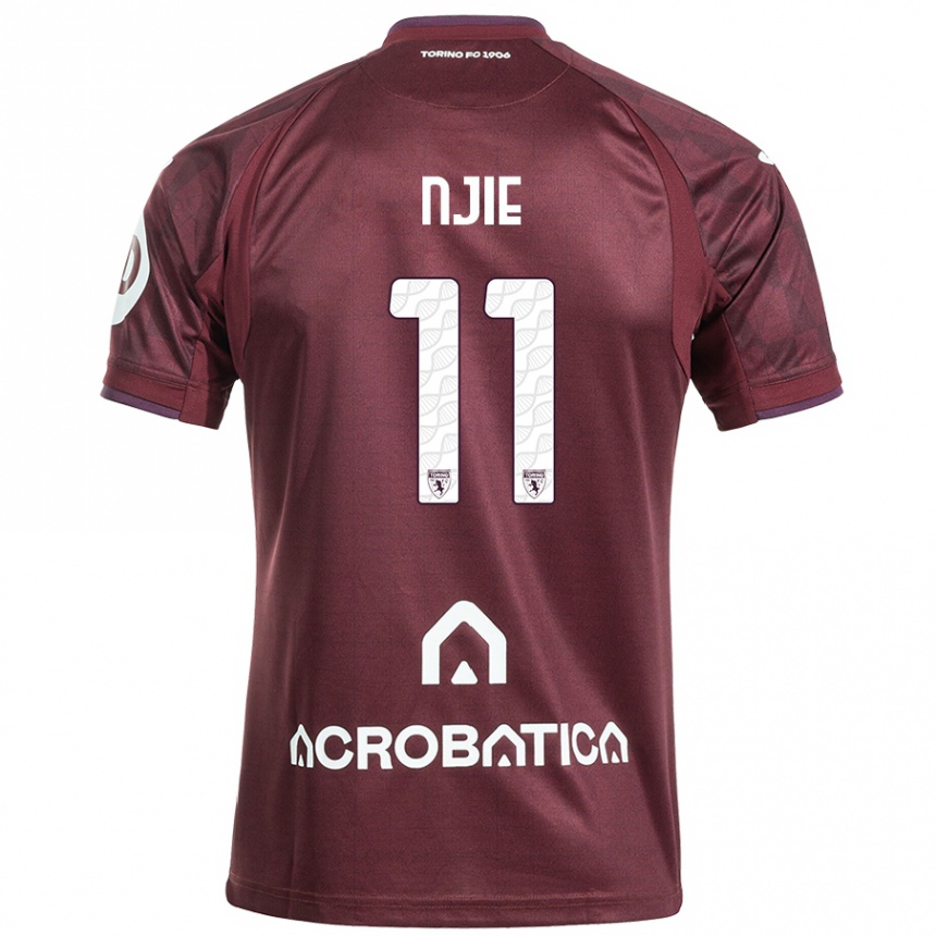 Kids Football Alieu Njie #11 Maroon White Home Jersey 2024/25 T-Shirt