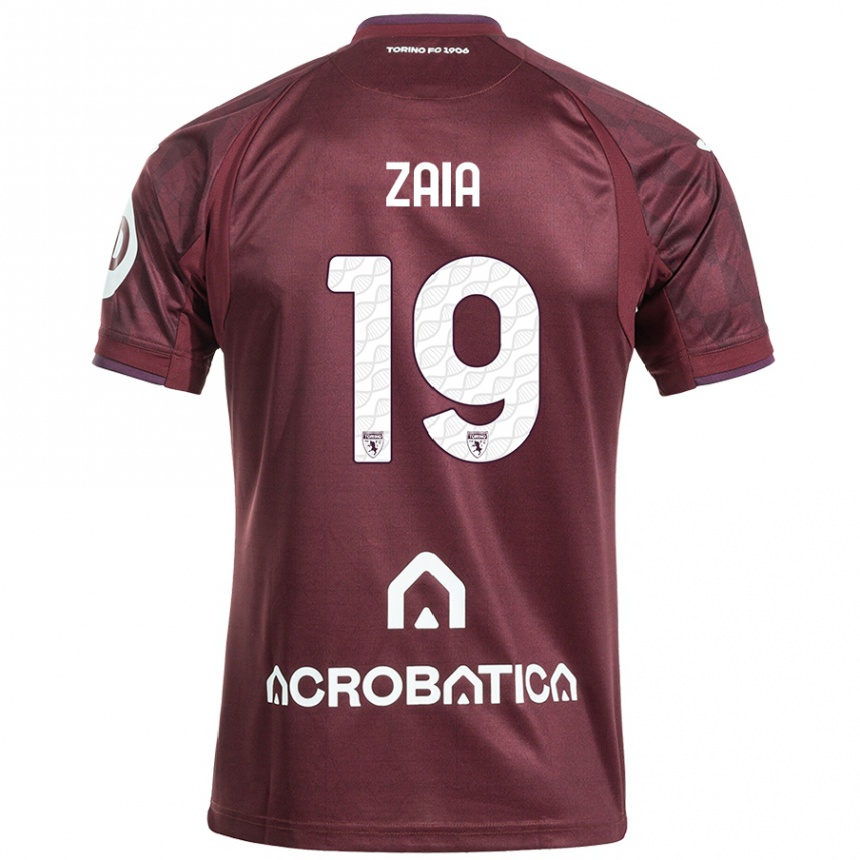 Kids Football Edoardo Zaia #19 Maroon White Home Jersey 2024/25 T-Shirt