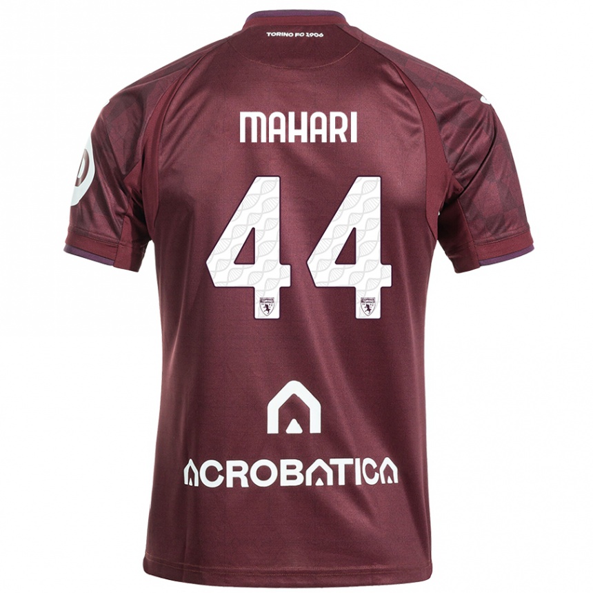 Kids Football Efdon Mahari #44 Maroon White Home Jersey 2024/25 T-Shirt