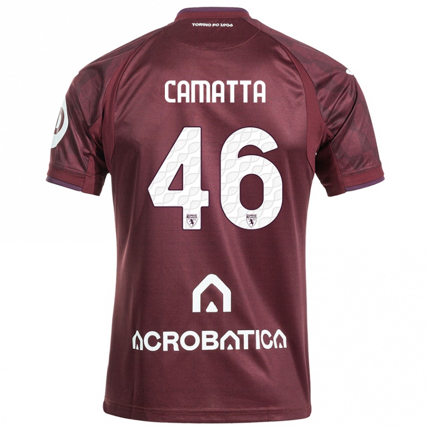 Kids Football Alessandro Camatta #46 Maroon White Home Jersey 2024/25 T-Shirt