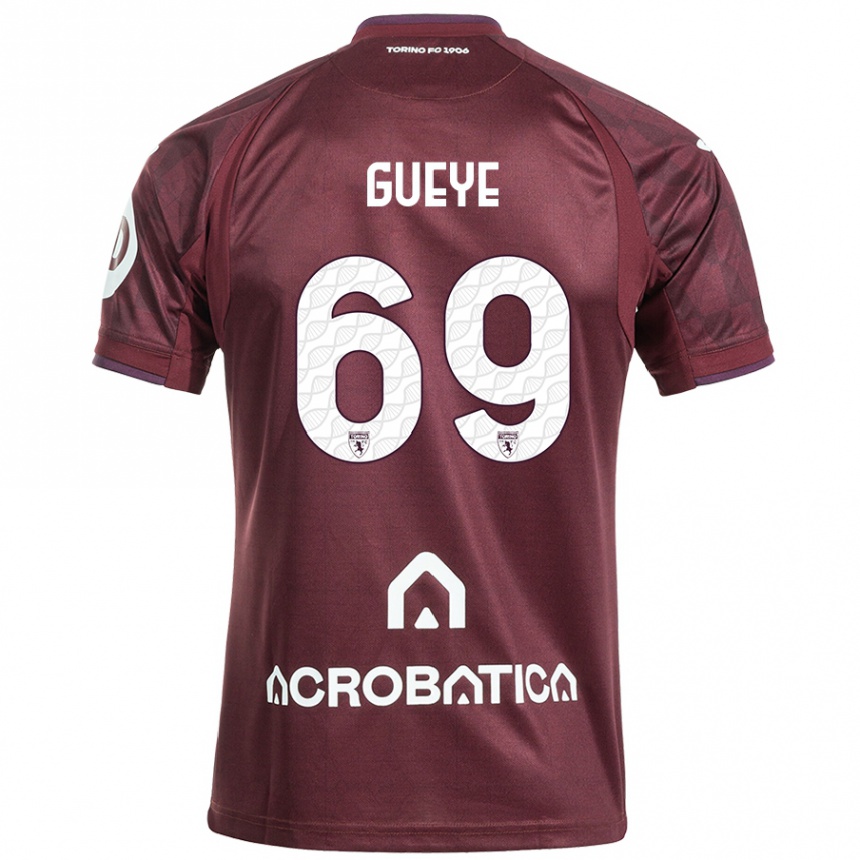 Kids Football Ousmane Gueye #69 Maroon White Home Jersey 2024/25 T-Shirt