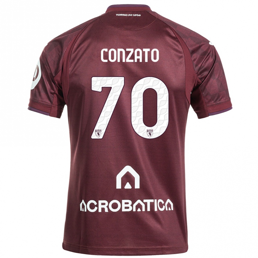 Kids Football Filippo Conzato #70 Maroon White Home Jersey 2024/25 T-Shirt