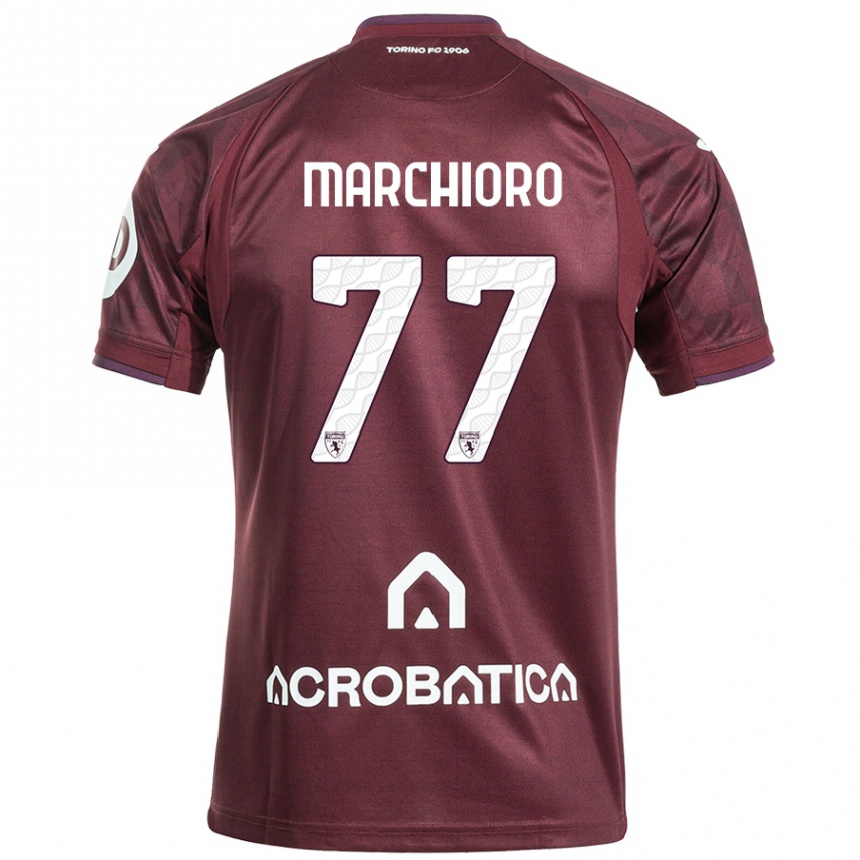 Kids Football Raffaele Marchioro #77 Maroon White Home Jersey 2024/25 T-Shirt