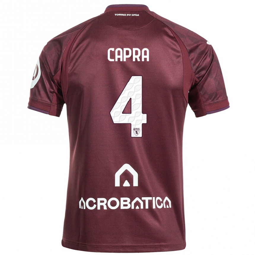 Kids Football Valentina Capra #4 Maroon White Home Jersey 2024/25 T-Shirt