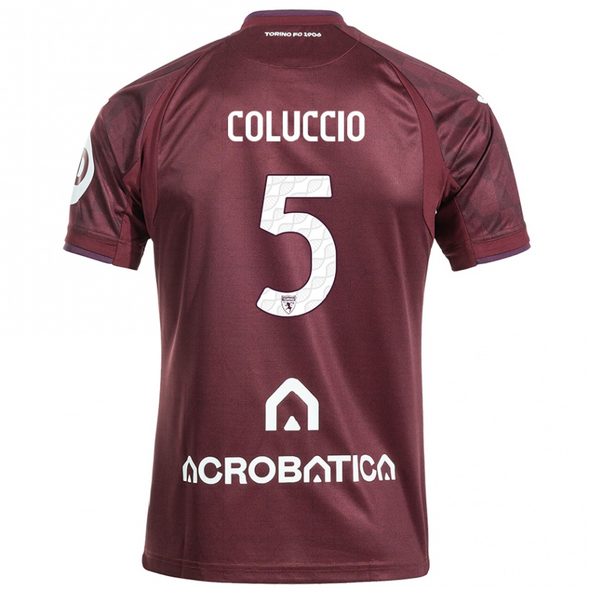 Kids Football Francesca Coluccio #5 Maroon White Home Jersey 2024/25 T-Shirt