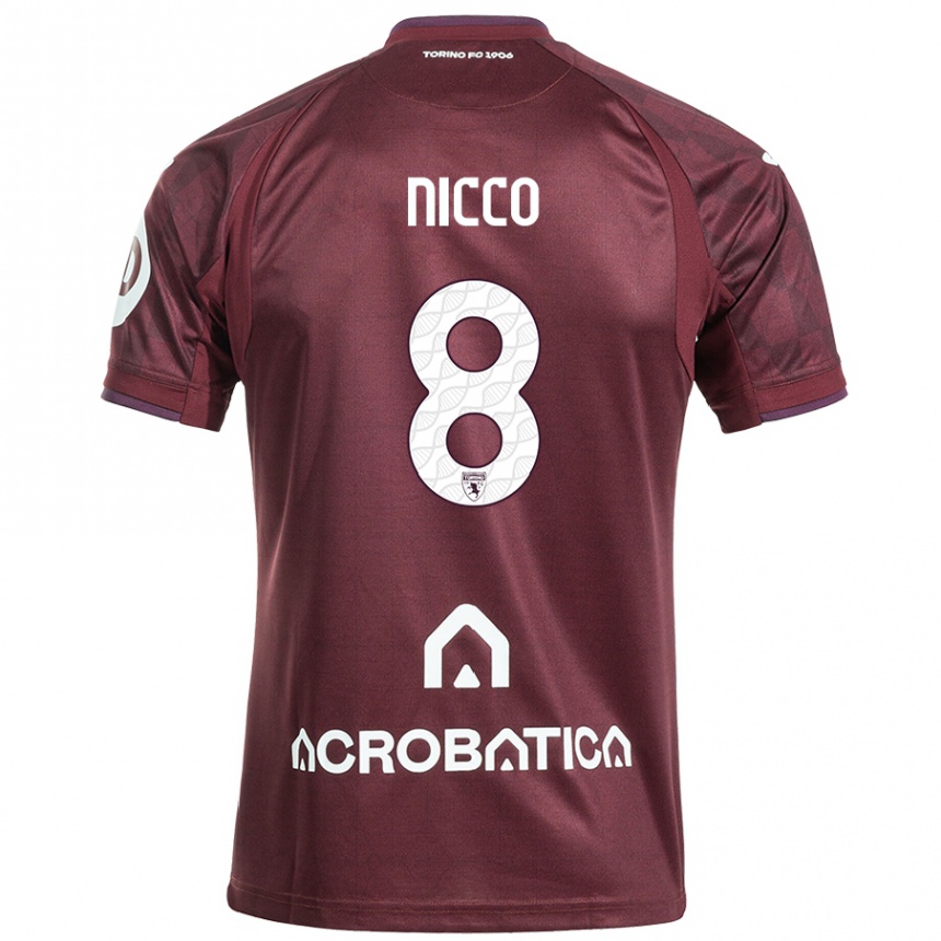 Kids Football Giada Nicco #8 Maroon White Home Jersey 2024/25 T-Shirt