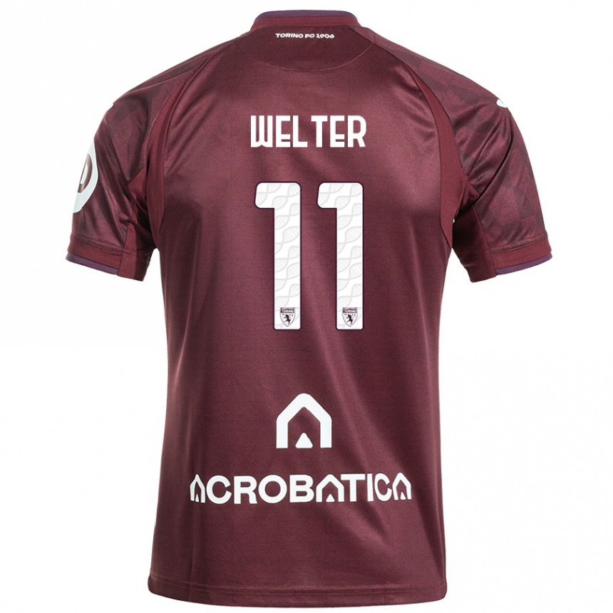 Kids Football Francesca Welter #11 Maroon White Home Jersey 2024/25 T-Shirt