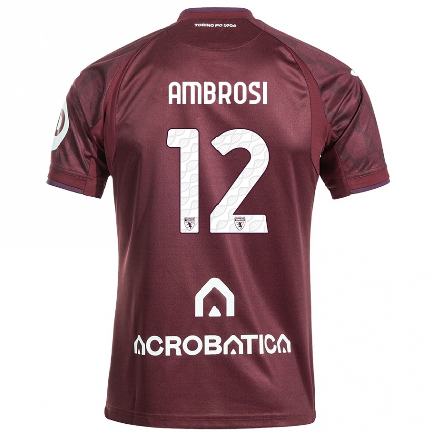 Kids Football Martina Ambrosi #12 Maroon White Home Jersey 2024/25 T-Shirt