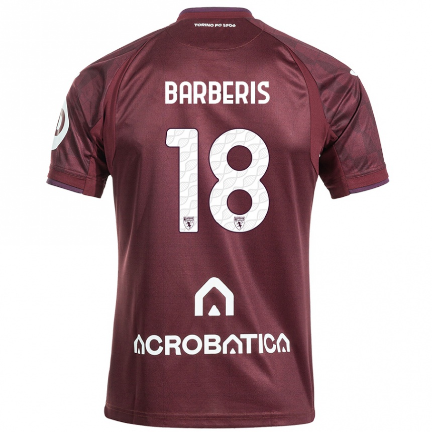 Kids Football Laura Barberis #18 Maroon White Home Jersey 2024/25 T-Shirt