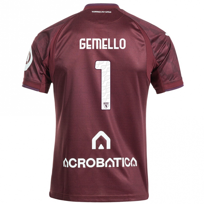 Kids Football Luca Gemello #1 Maroon White Home Jersey 2024/25 T-Shirt