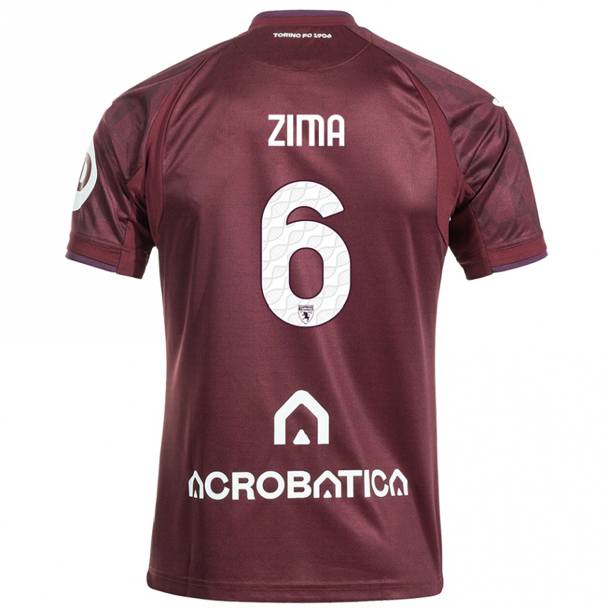 Kids Football David Zima #6 Maroon White Home Jersey 2024/25 T-Shirt