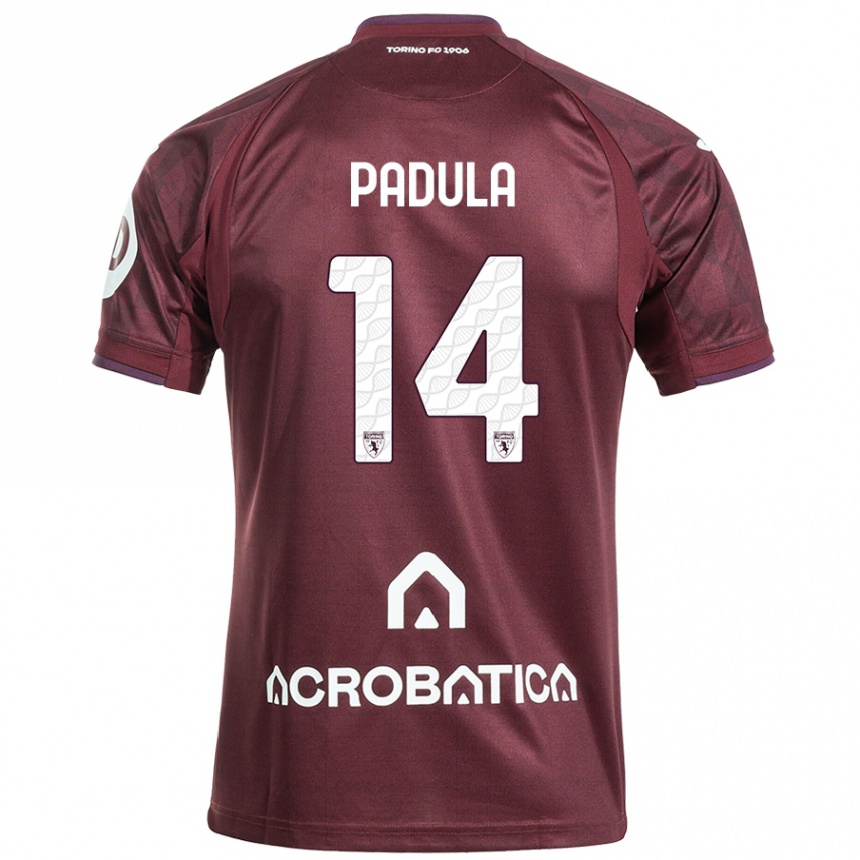 Kids Football Cristian Padula #14 Maroon White Home Jersey 2024/25 T-Shirt