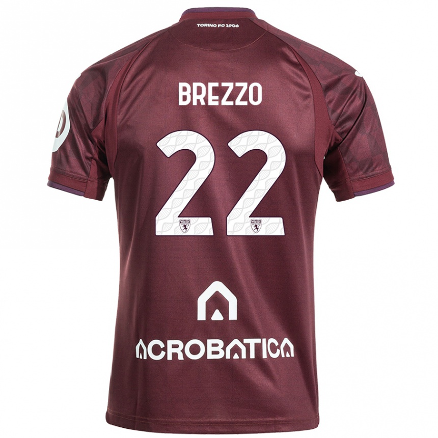 Kids Football Matteo Brezzo #22 Maroon White Home Jersey 2024/25 T-Shirt