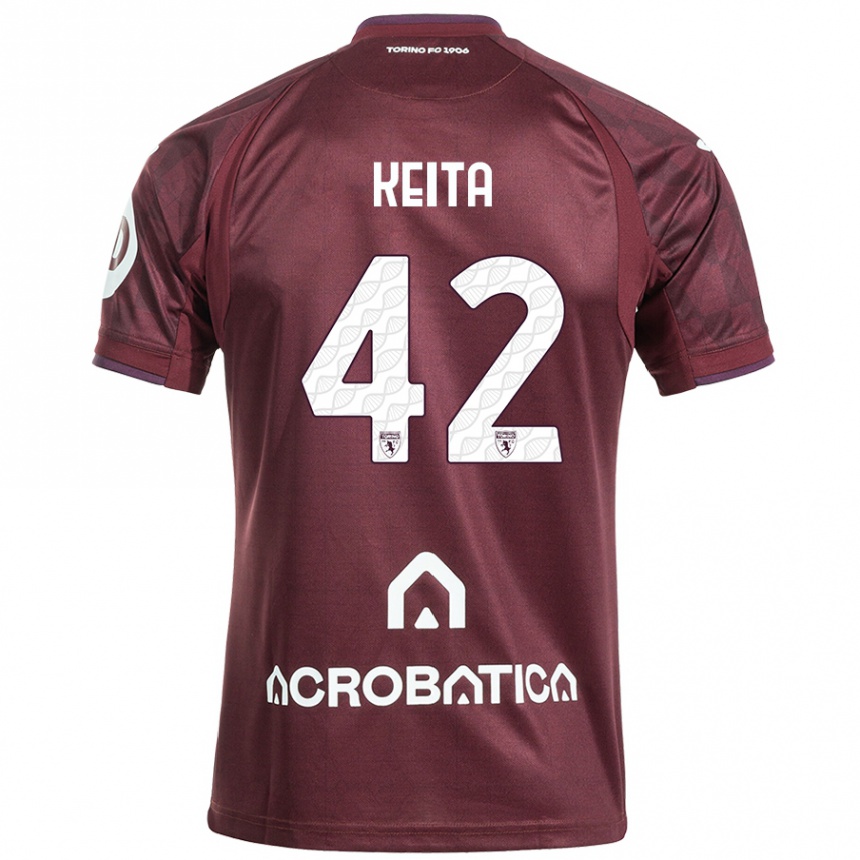 Kids Football Karamoko Keita #42 Maroon White Home Jersey 2024/25 T-Shirt